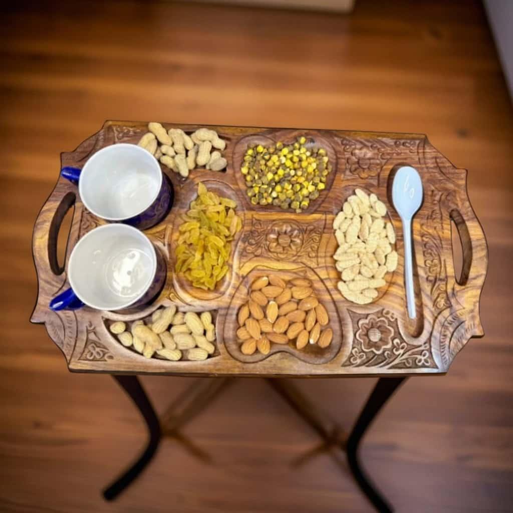 Carved Wooden Dry Fruit Tray - wcspk