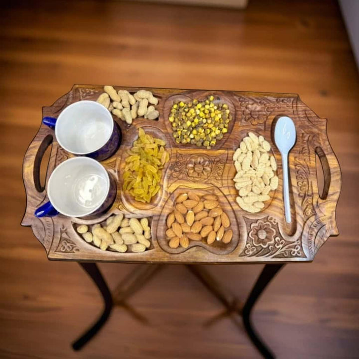 Carved Wooden Dry Fruit Tray - wcspk