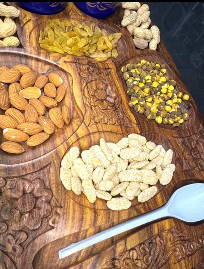 Carved Wooden Dry Fruit Tray - wcspk