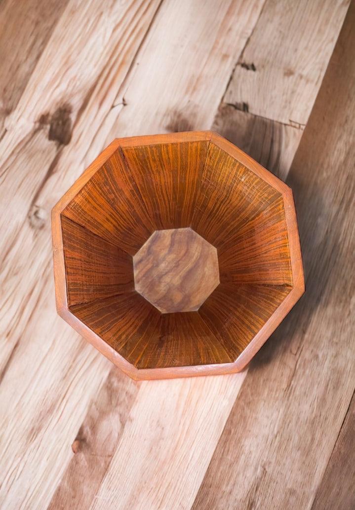 Carved Wooden Dustbin - wcspk