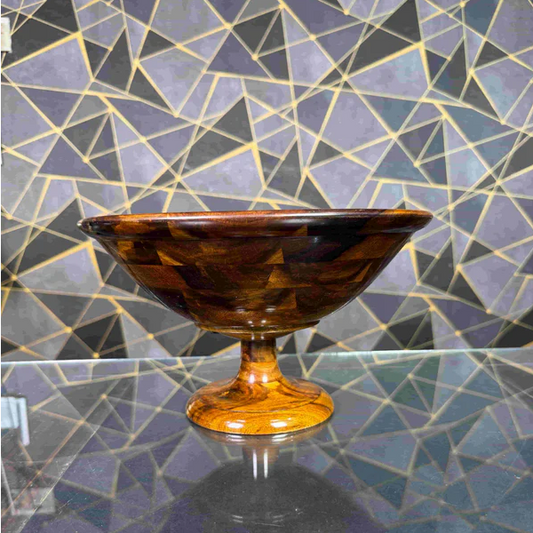 wooden bowl with stand