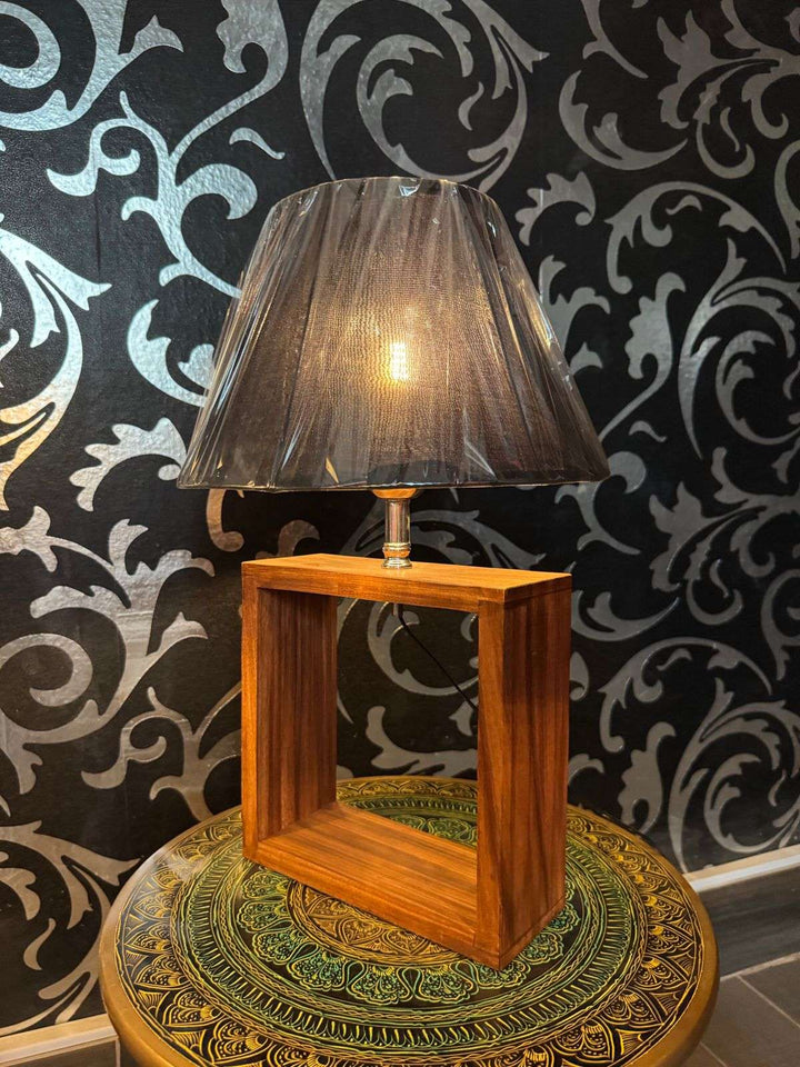 pure wooden lamps pair