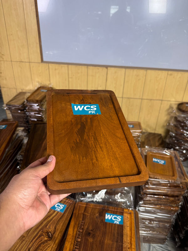 square shape wooden platter