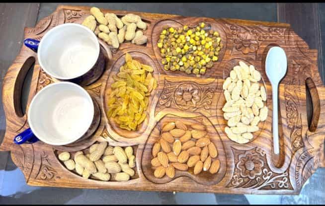 Carved Wooden Dry Fruit Tray - wcspk