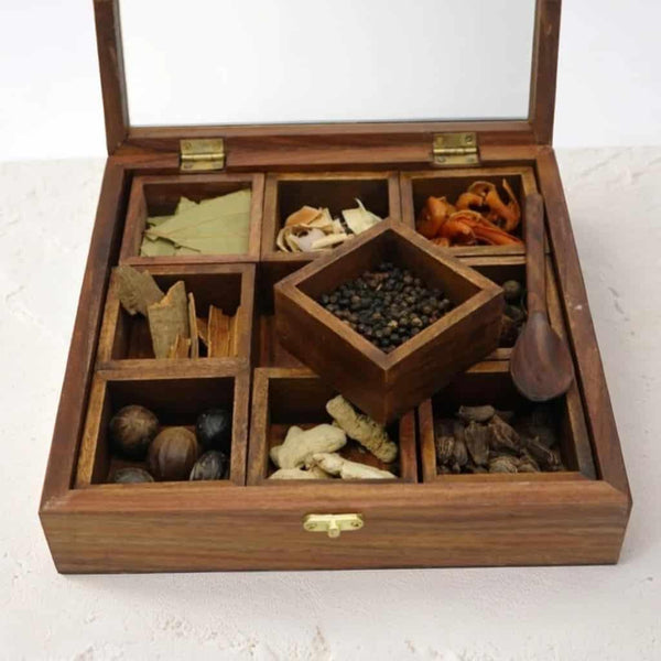 Carved Wooden Spice Box - wcspk